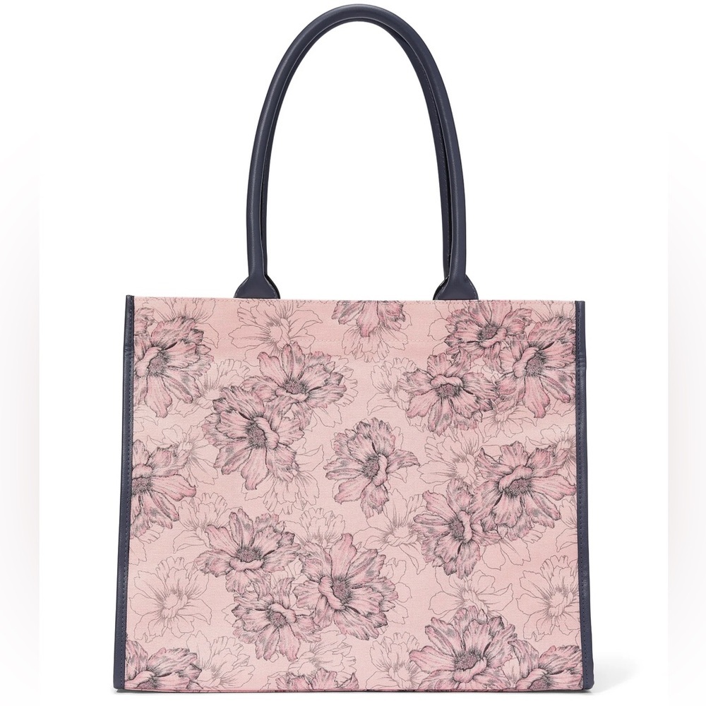 BS Floral Tote Large Black Trim/Handles